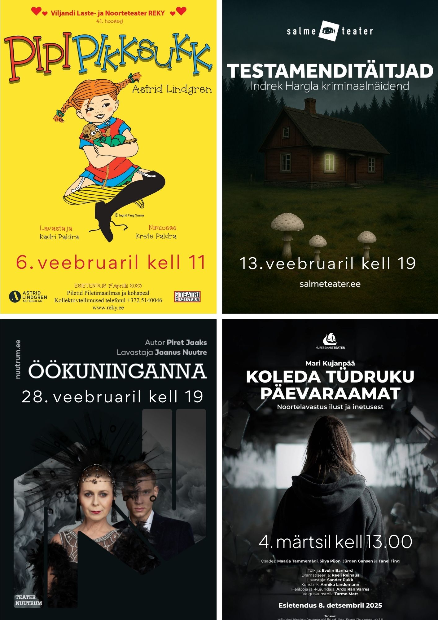 Teatriposterid ja ürituste kuupäevad